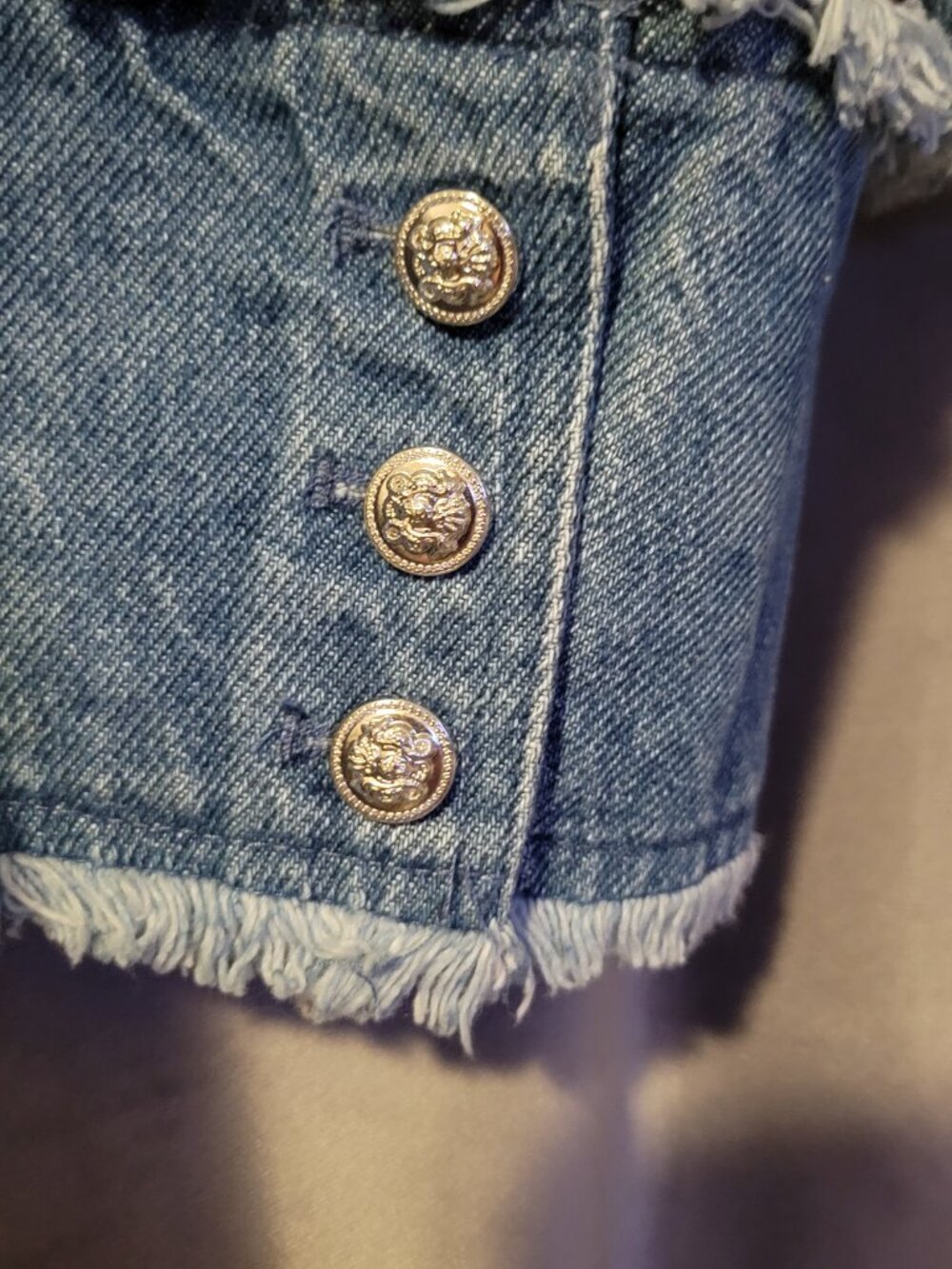 Nanette Lepore Pink Multi Sequin Denim Fringe Lined Open Blazer Women XL NWT - Picture 5 of 14